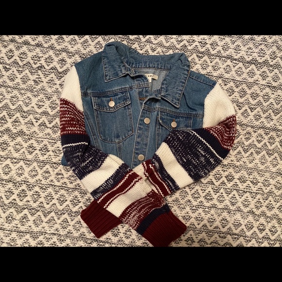 miami Jackets & Blazers - Women’s Denim Jacket with Sweater Sleeves